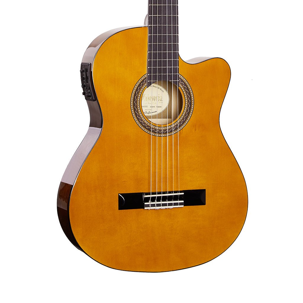 Valencia VC104HTCE Hybrid Neck Thin Body Classical/Electric Guitar - Natural Classical Guitars Sky Music