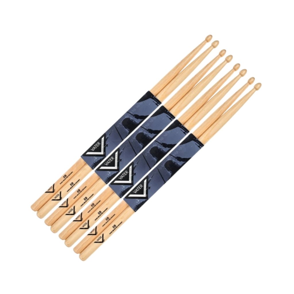 Vater VSP5BW American Hickory Drumsticks - 5B, 4-pack Drum Sticks Sky Music