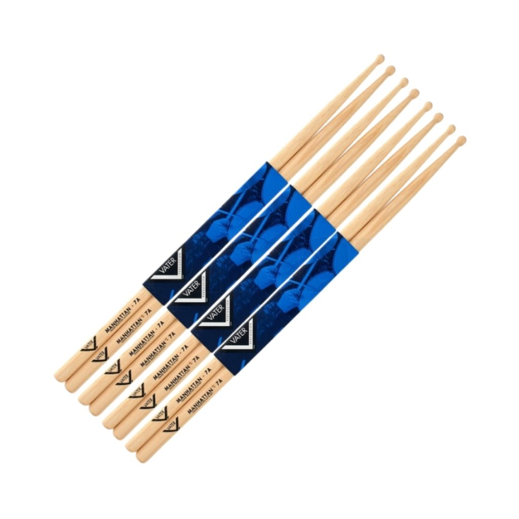 Vater VSP7AW American Hickory Drumsticks - Manhattan 7A, 4-pack Drum Sticks Sky Music