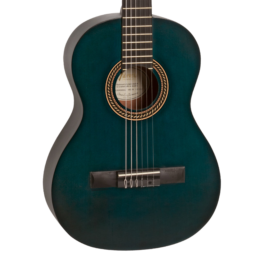 Valencia VC203 3/4 Classical Guitar Satin Transparent Blue