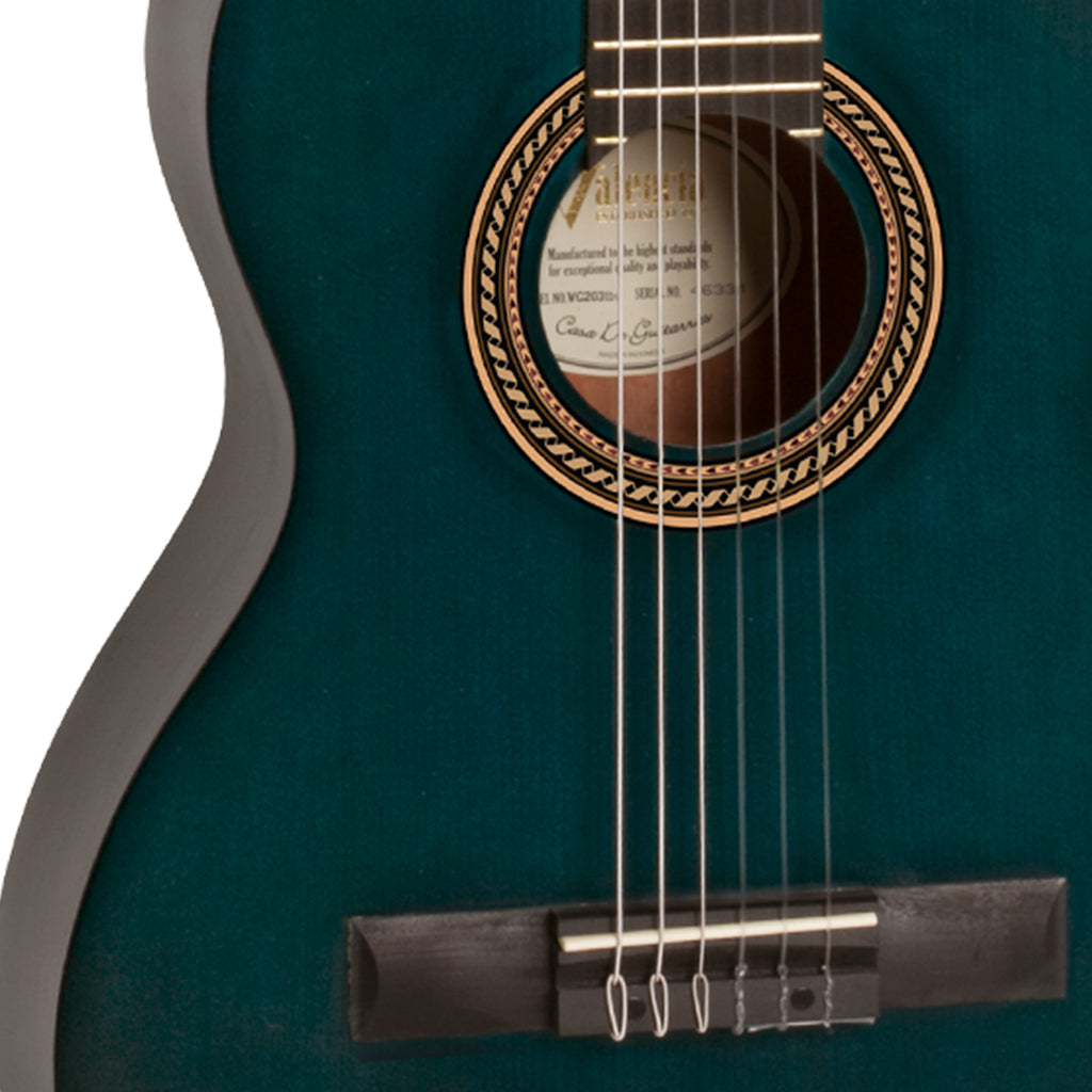 Valencia VC203 3/4 Classical Guitar Satin Transparent Blue