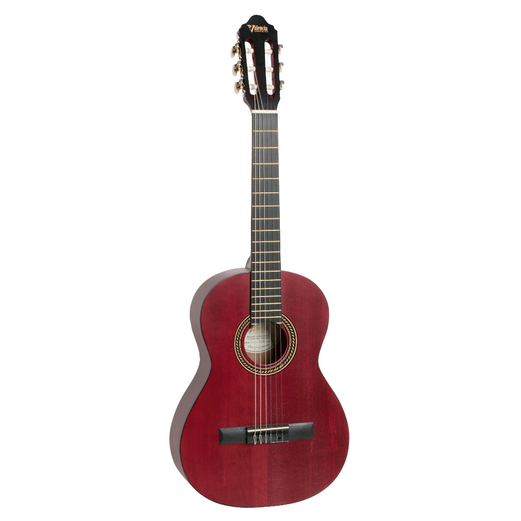 Valencia - VC203 3/4 Classical Guitar - Satin Transparent Wine Red