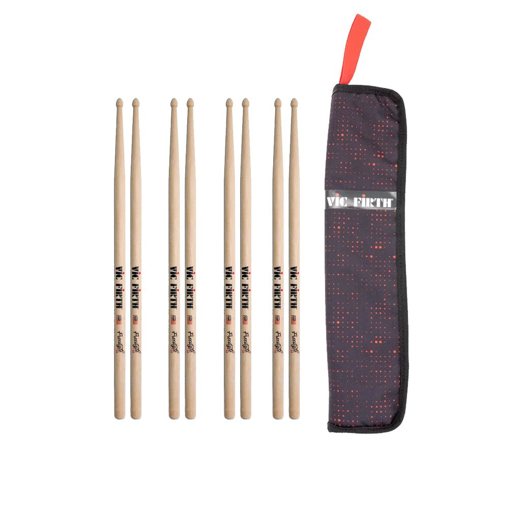 Vic Firth Freestyle 5A w/FREE Essential Stick Bag - 4 Pack Drum Sticks Sky Music