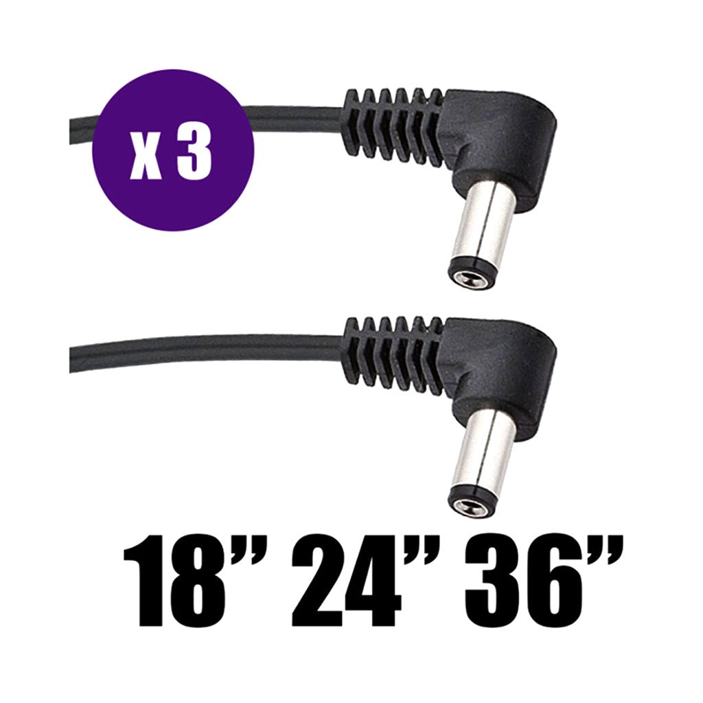 Voodoo Lab Standard Polarity 2.1mm Right-Angle 18/24/36" Cables - 3 Pack Pedal &amp; Pedalboard Accessories Sky Music