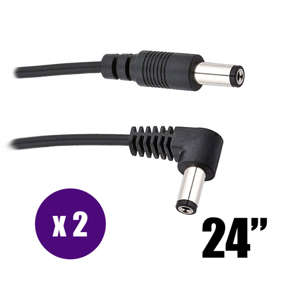 Voodoo Lab Standard Polarity 2.1mm Right Angle to Straight 24" Cable - 2 Pack Pedal &amp; Pedalboard Accessories Sky Music