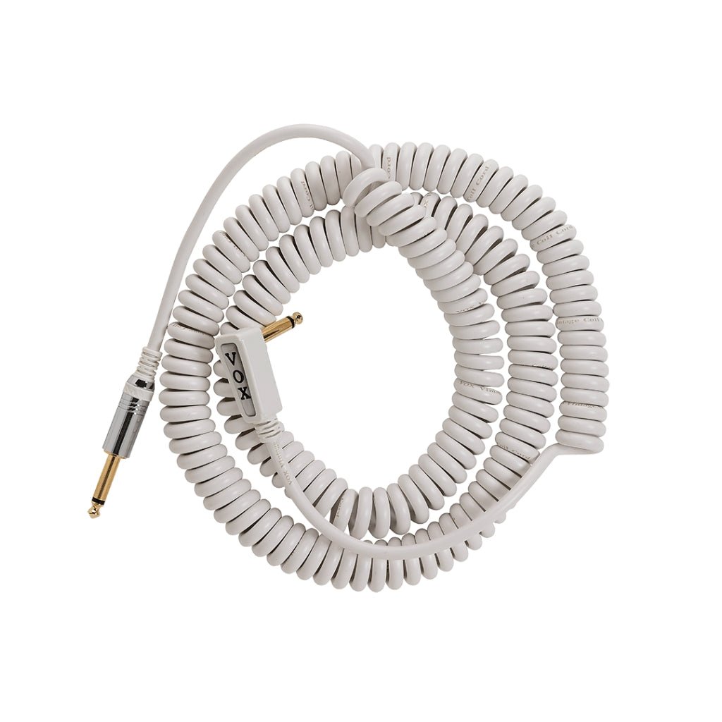 Vox Vintage Straight to Right Angle Coiled Cable - 9M White Guitar Cables Sky Music