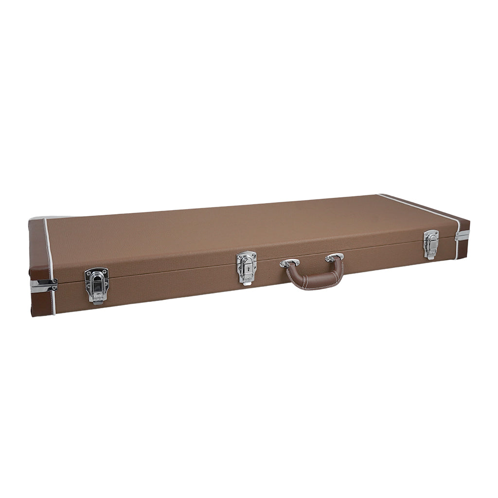 Premium Electric Guitar Hard Case Brown with Silver Plush Interior