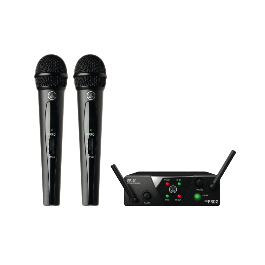AKG - WMS40 Mini US25 Wireless Microphone System - Dual Vocal Handheld Mic A+C