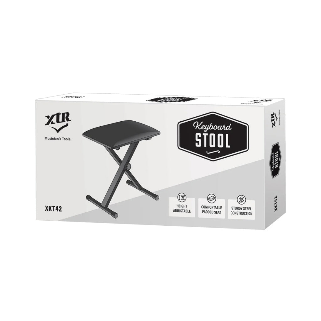 XTR XKT42 Padded Lightweight Keyboard Stool - Black Piano & Keyboard Benches Sky Music
