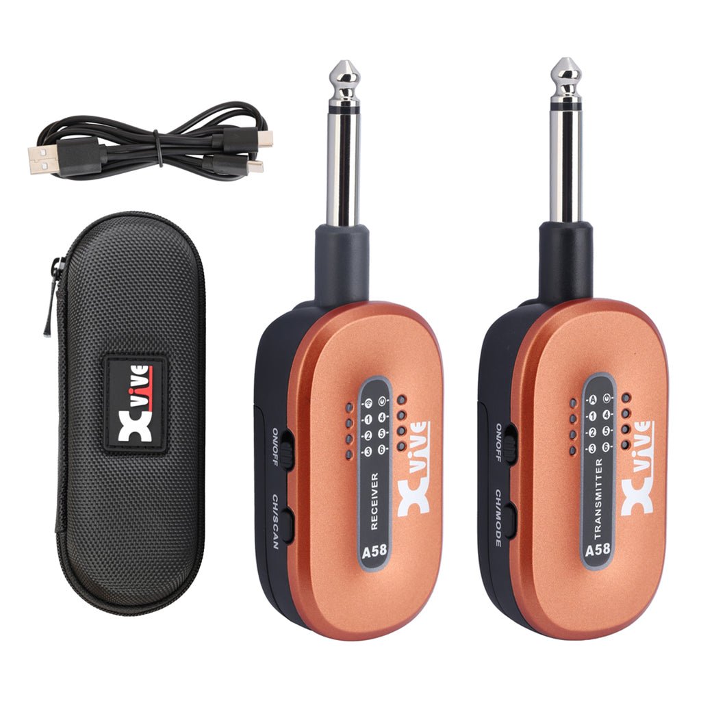 Xvive A58 Guitar Wireless System 5.8Ghz - Orange Wireless Systems Sky Music