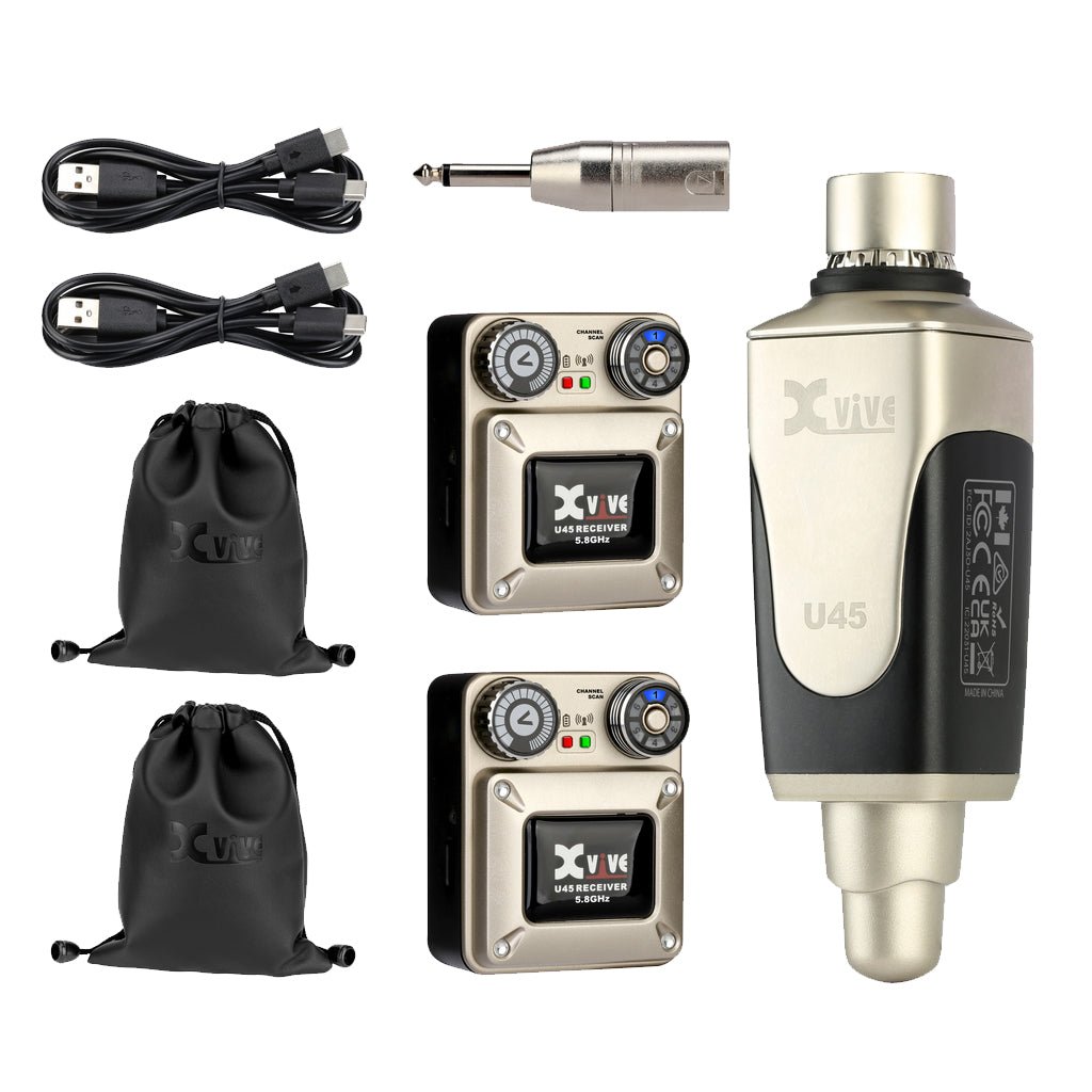 Xvive U45R2 In Ear Monitor System - 5.8GHz, 2 Receivers Wireless Systems Sky Music