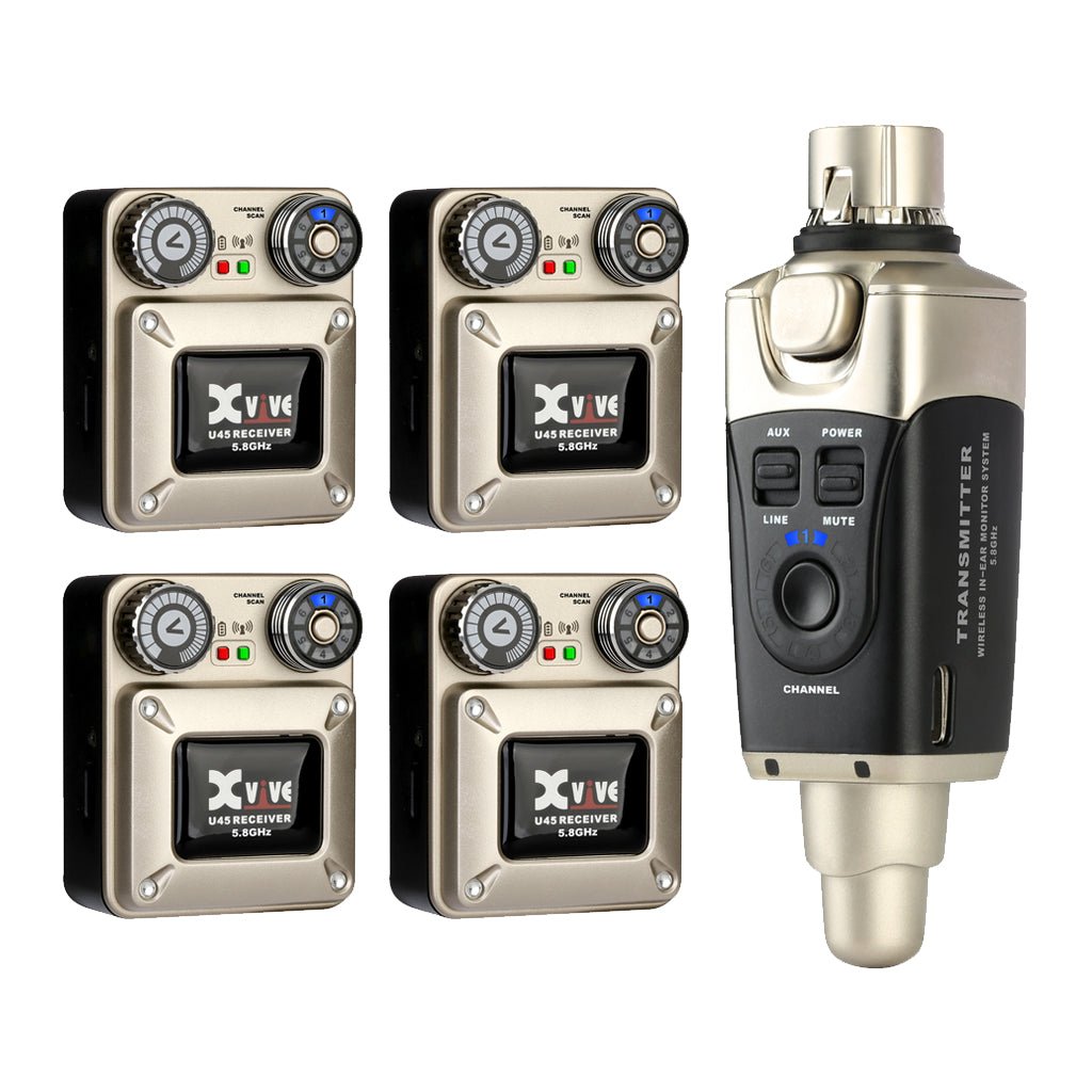 Xvive U45R4 In Ear Monitor System - 5.8GHz, 4 Receivers Wireless Systems Sky Music