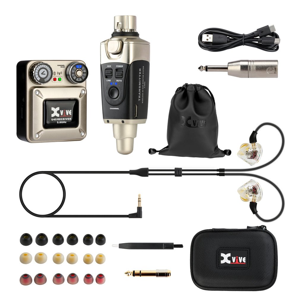 Xvive U45T9 In Ear Monitor Systems - 5.8GHz with T9 Wireless Systems Sky Music