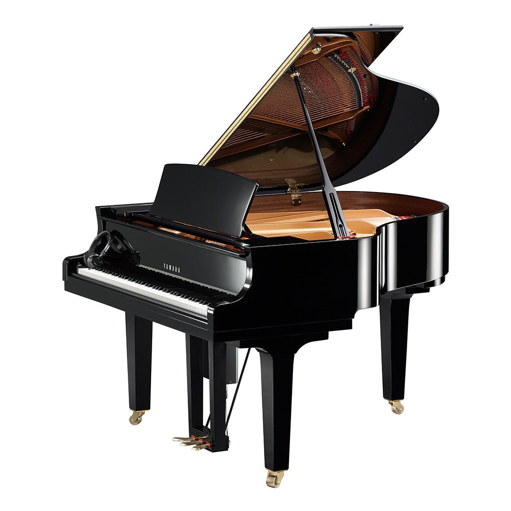 Yamaha 173cm Professional Grand Piano with Disklavier Enspire Standard System. Includes MSP3A Speakers. Polished Ebony. Acoustic Pianos Sky Music