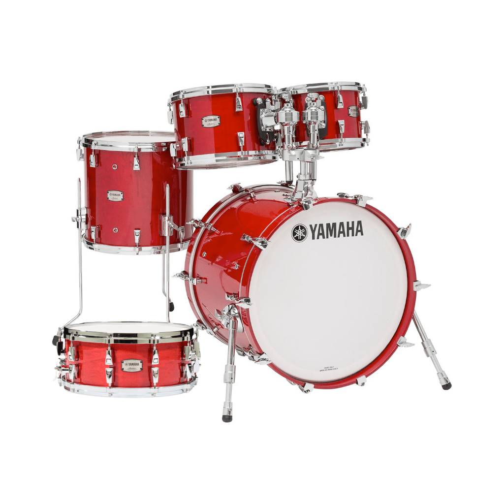 Yamaha Absolute Hybrid Maple Euro 5-Piece Drum Kit Package with 880 Hardware Pack - Red Autumn Acoustic Drums Sky Music