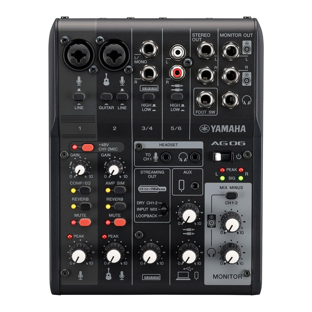Yamaha AG06 MK2 6 Channel Mixer/Interface - Black Mixers Sky Music