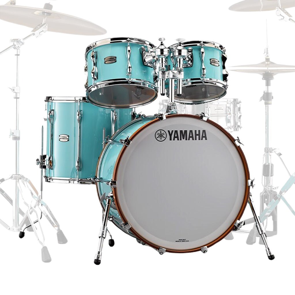 Yamaha Recording Custom 4-Piece Shell Pack (10x7TT, 12x8TT, 14x13FT, 20x16BD w/Riser) - Surf Green Acoustic Drums Sky Music