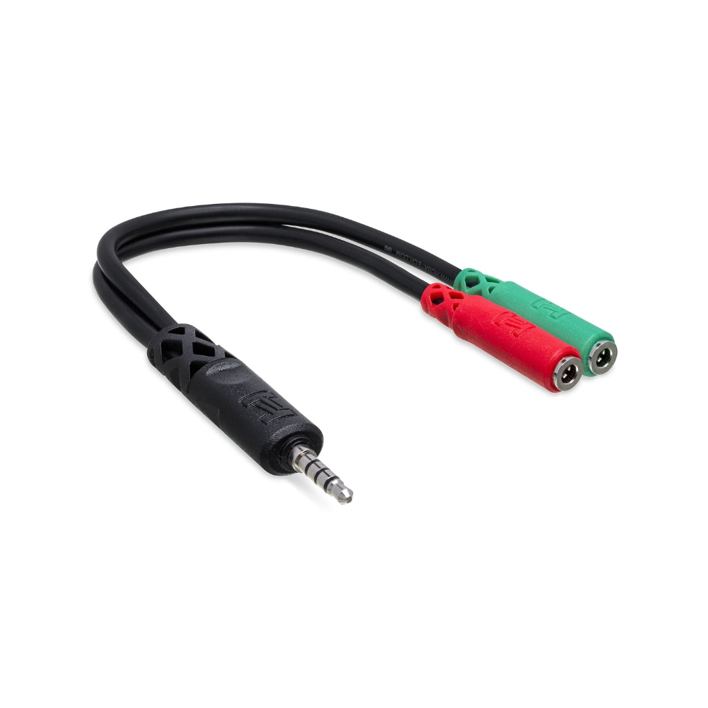 Hosa Technology 3.5 mm TRRS to Dual 3.5 mm TRSF Headset/Mic Breakout Cable