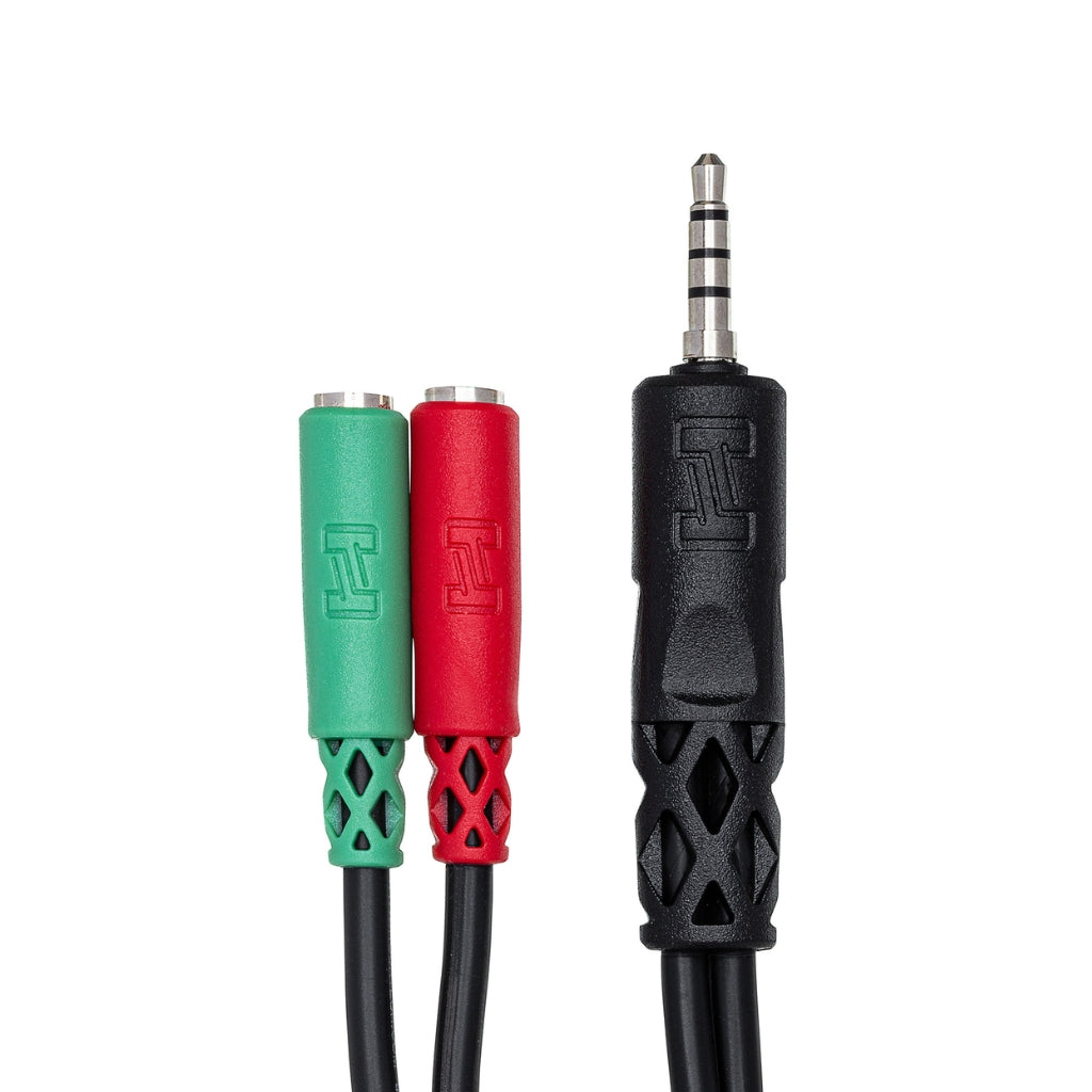 Hosa Technology 3.5 mm TRRS to Dual 3.5 mm TRSF Headset/Mic Breakout Cable