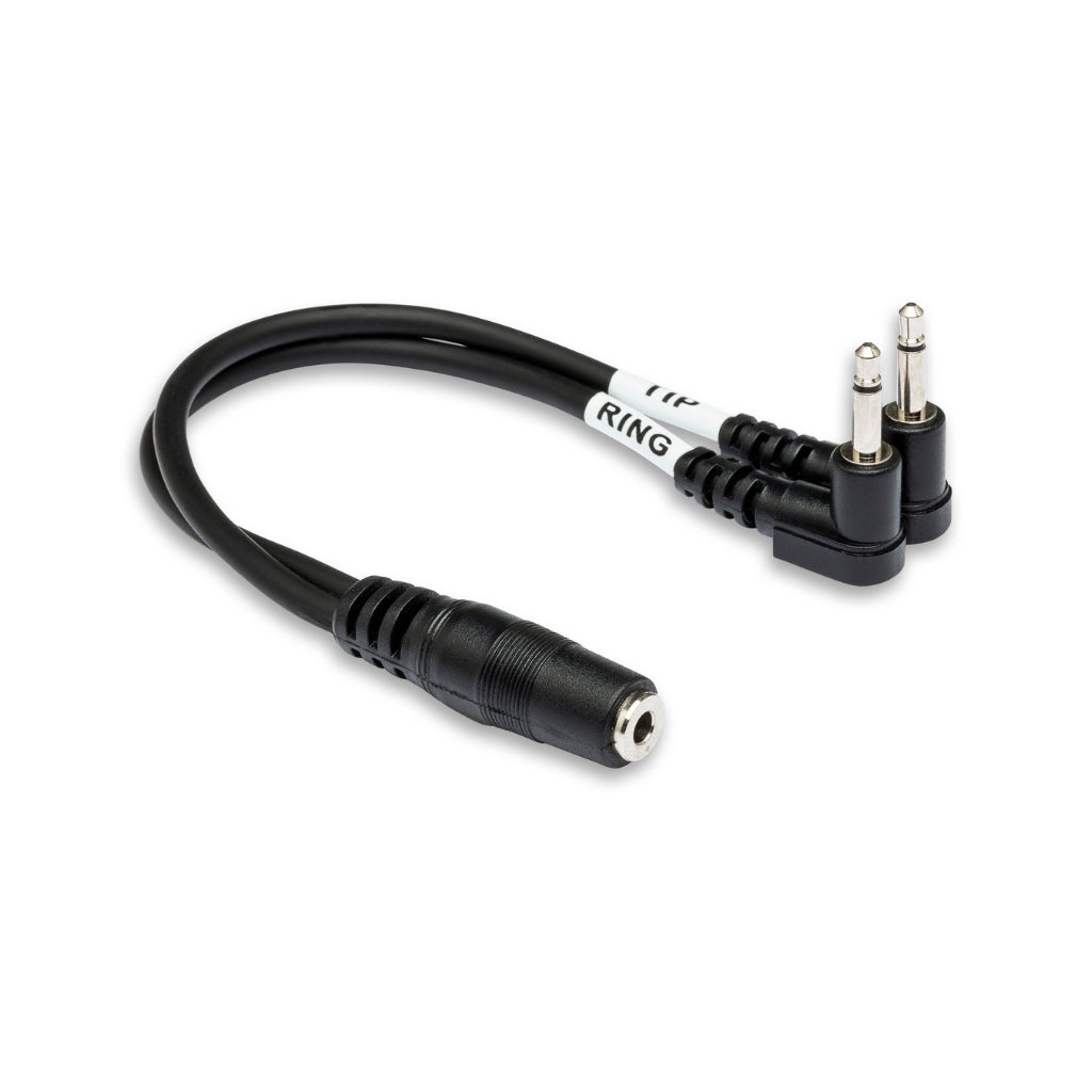 Hosa - 3.5 mm TRSF to Dual Right-Angle 3.5 mm TS - Headphone Adapter