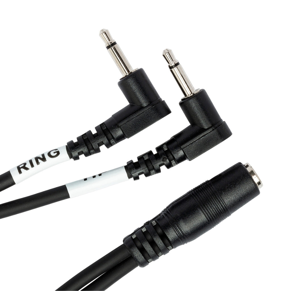 Hosa - 3.5 mm TRSF to Dual Right-Angle 3.5 mm TS - Headphone Adapter