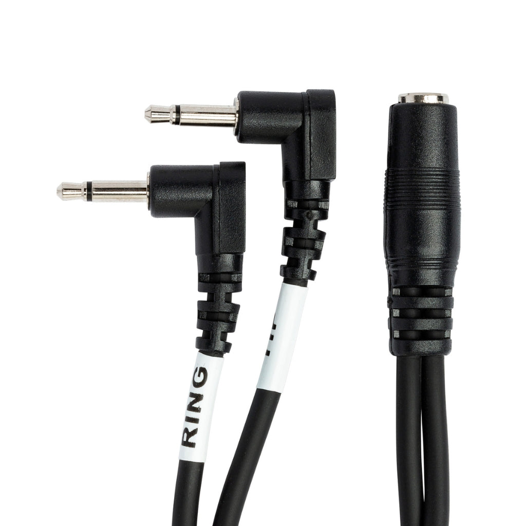 Hosa - 3.5 mm TRSF to Dual Right-Angle 3.5 mm TS - Headphone Adapter