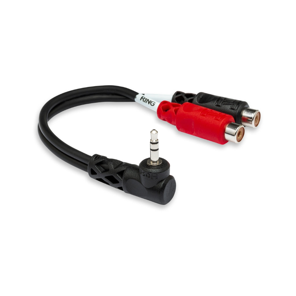 Hosa - Right-angle 3.5 mm TRS to Dual RCAF - Stereo Breakout