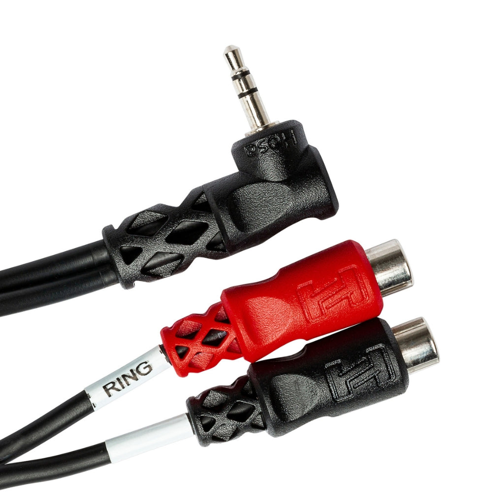 Hosa - Right-angle 3.5 mm TRS to Dual RCAF - Stereo Breakout
