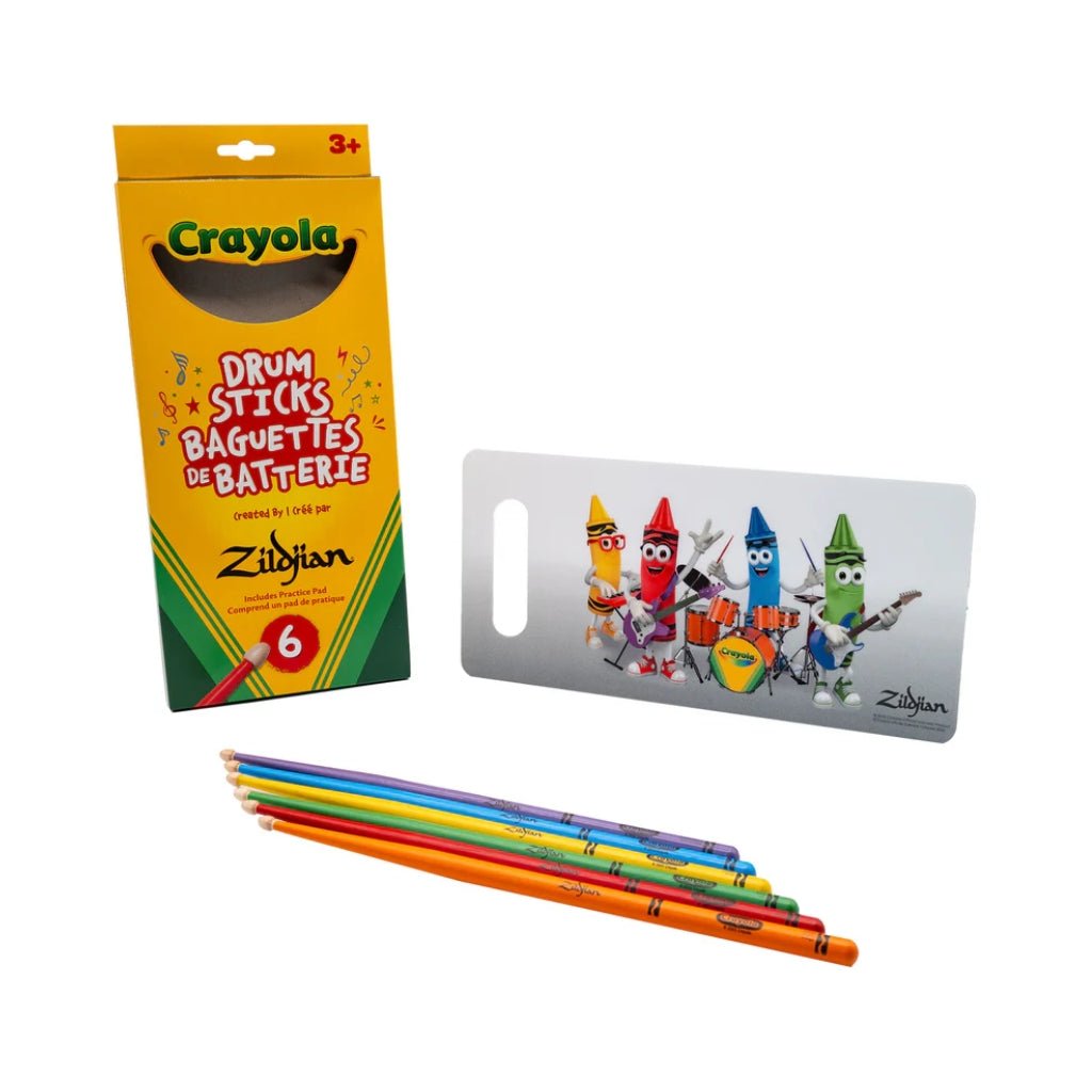 Zildjian x Crayola Pack - 6 Kids Drumsticks & Pad Drum Sticks Sky Music