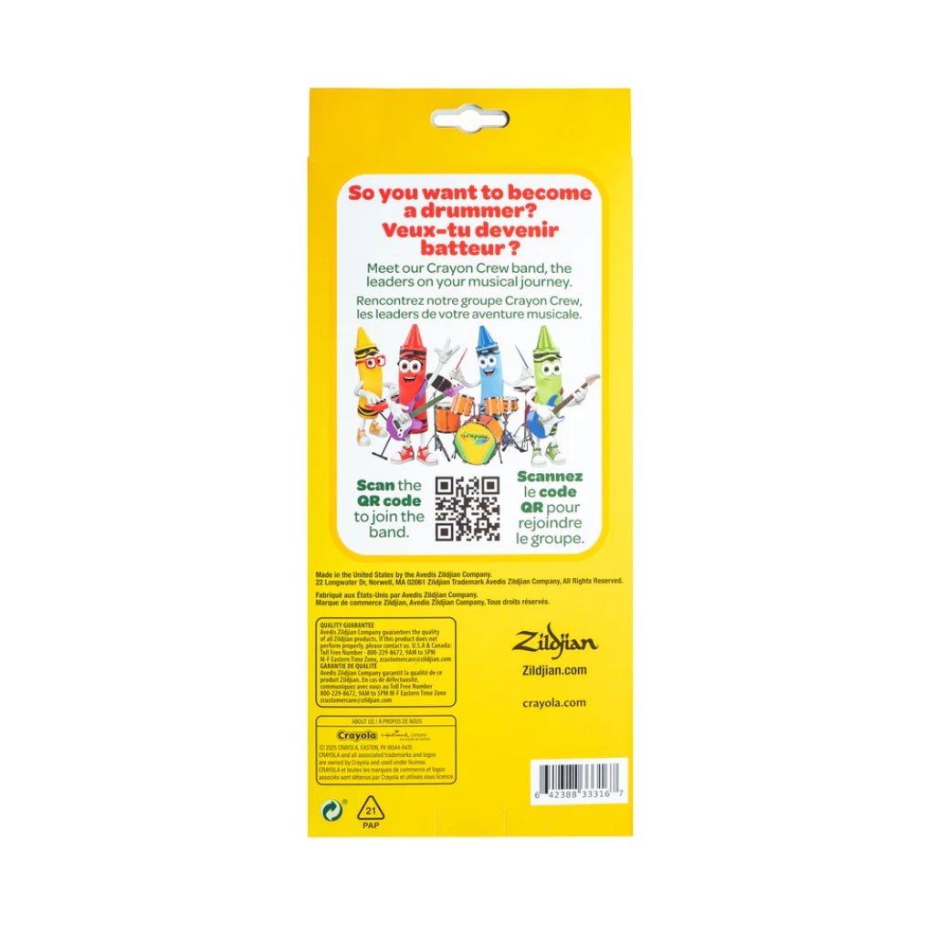 Zildjian x Crayola Pack - 6 Kids Drumsticks & Pad Drum Sticks Sky Music