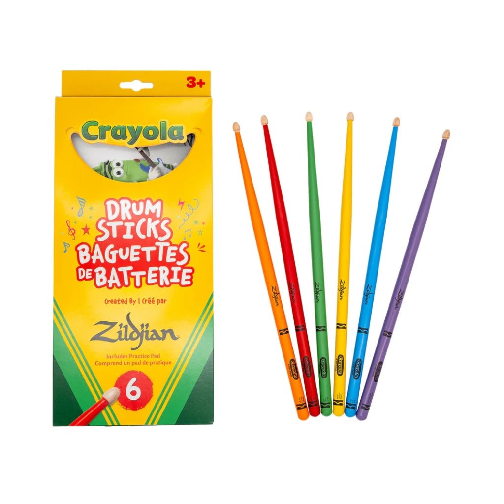 Zildjian x Crayola Pack - 6 Kids Drumsticks & Pad Drum Sticks Sky Music
