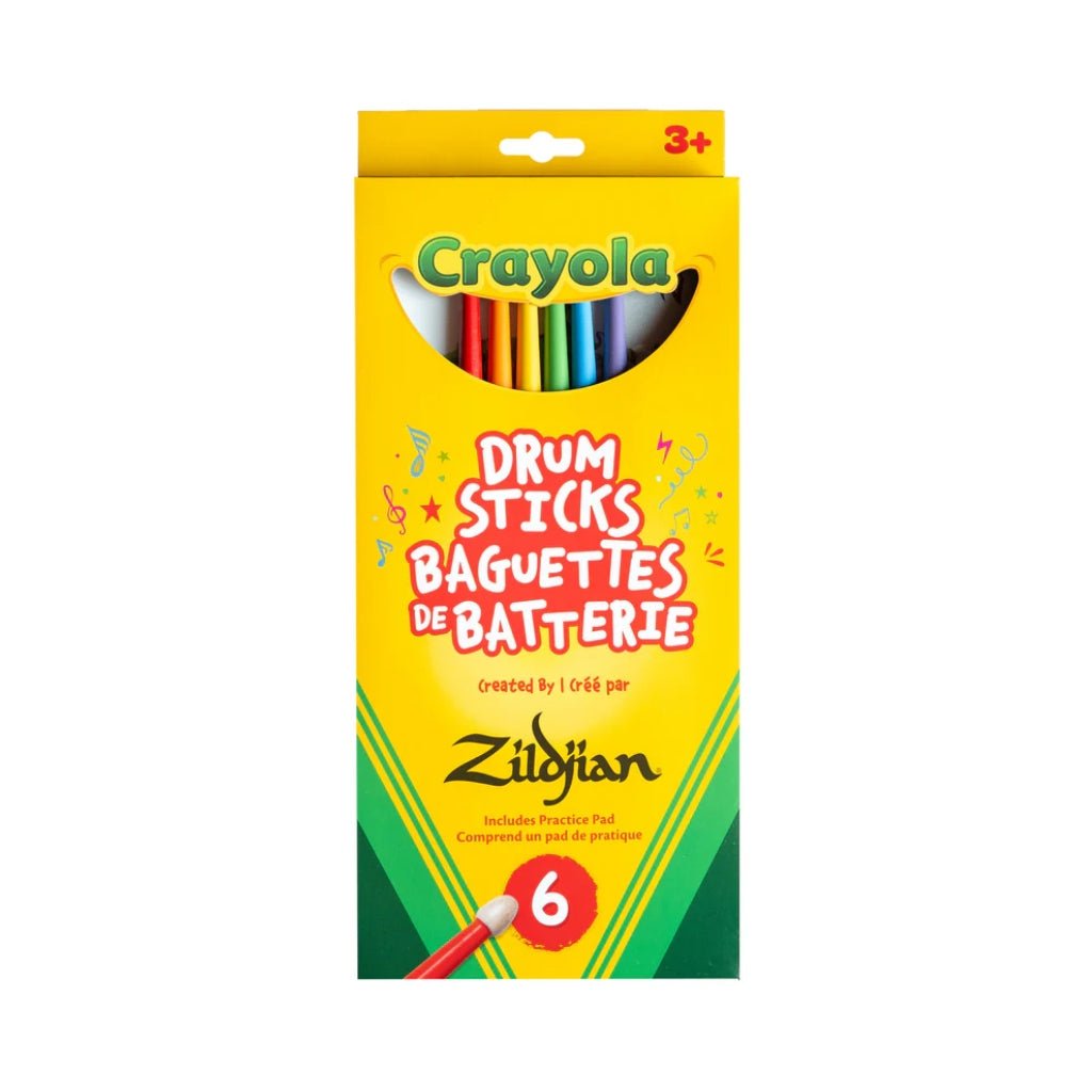 Zildjian x Crayola Pack - 6 Kids Drumsticks & Pad Drum Sticks Sky Music