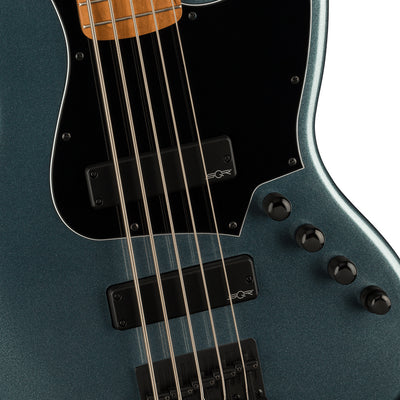 Squier Contemporary Active Jazz Bass HH V Roasted Maple Fingerboard Black Pickguard Gunmetal Metallic