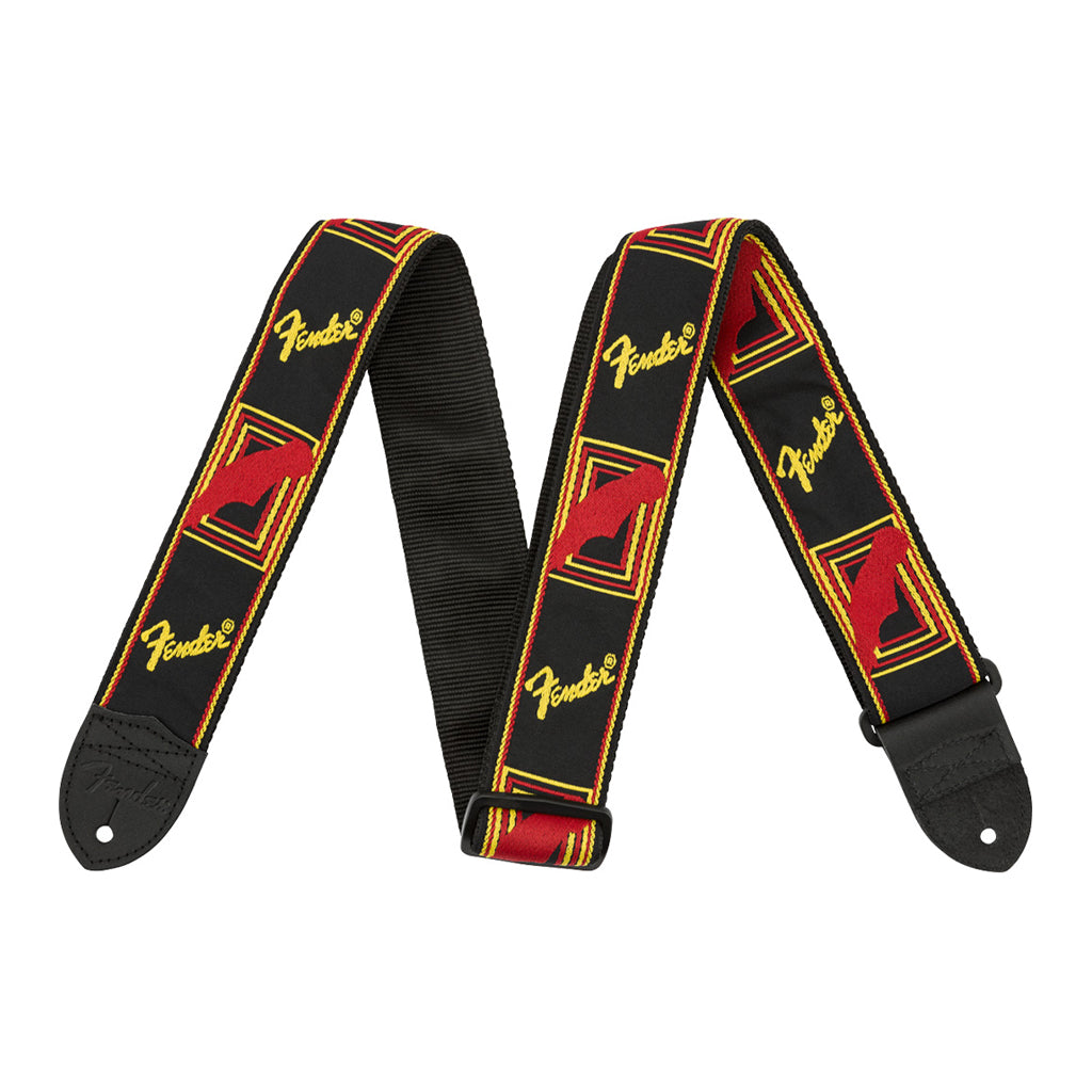 Fender® - 2" Monogrammed Strap - Black/Yellow/Red-Sky Music