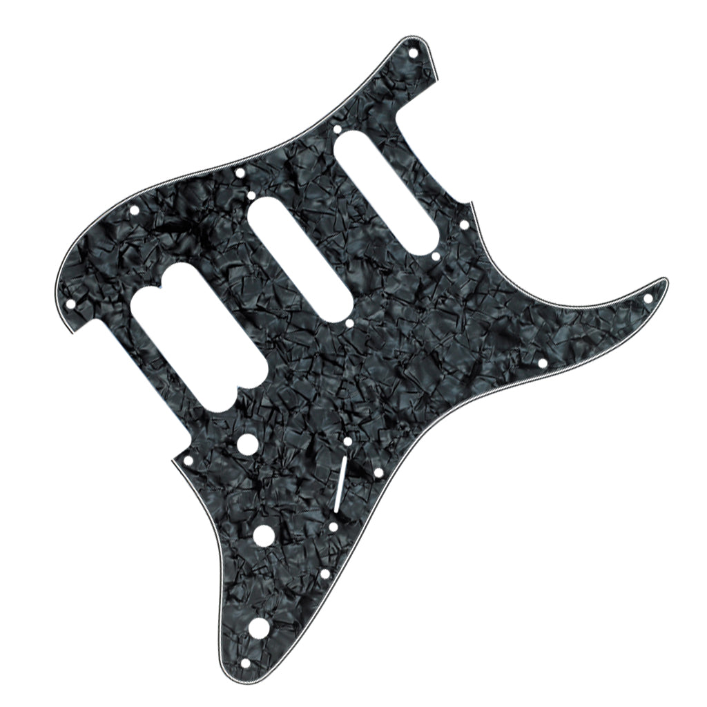 Fender  Pickguard Stratocaster H S S 11 Hole Mount No Holes Drilled For HB Pickup Mount Black Pearl 4 Ply