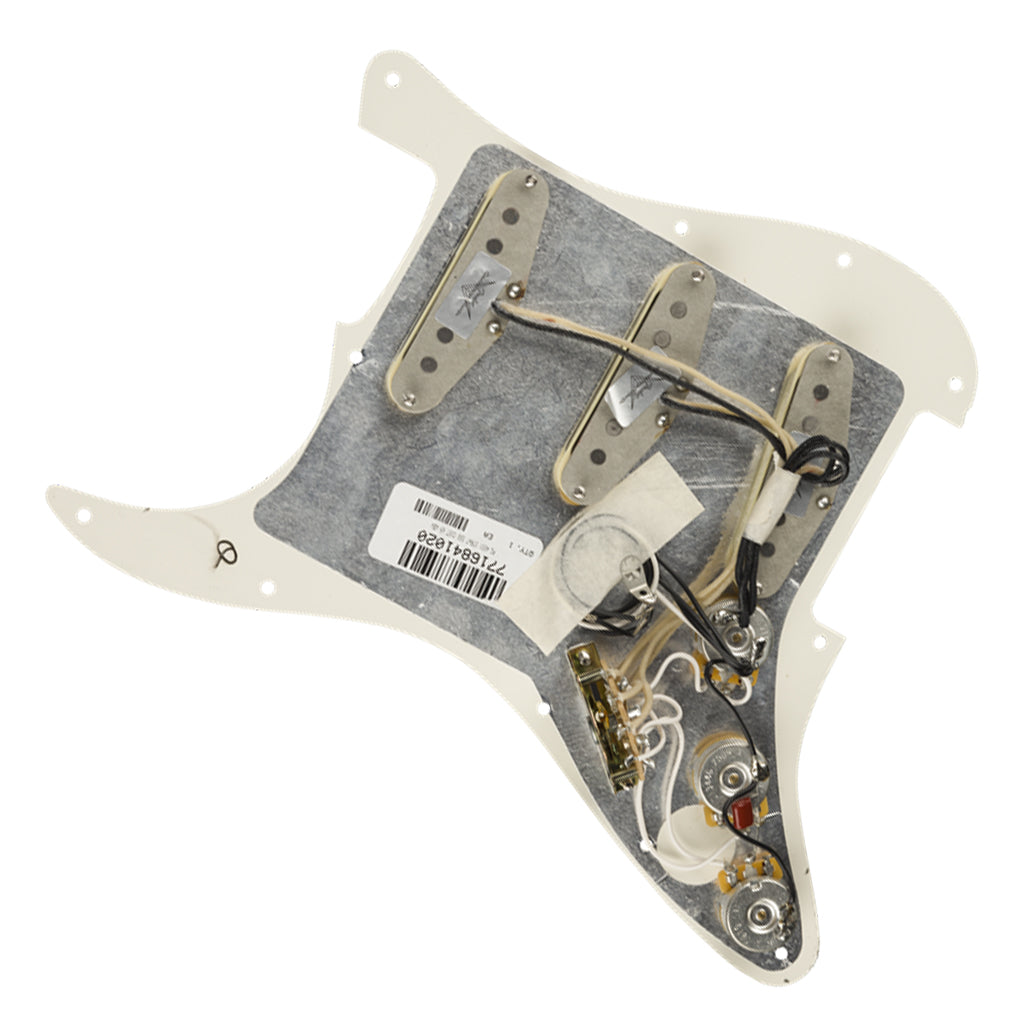 Fender - Pre-Wired Strat Pickguard, Custom Shop Custom '69 SSS, Parchment 11 Hole PG-Sky Music