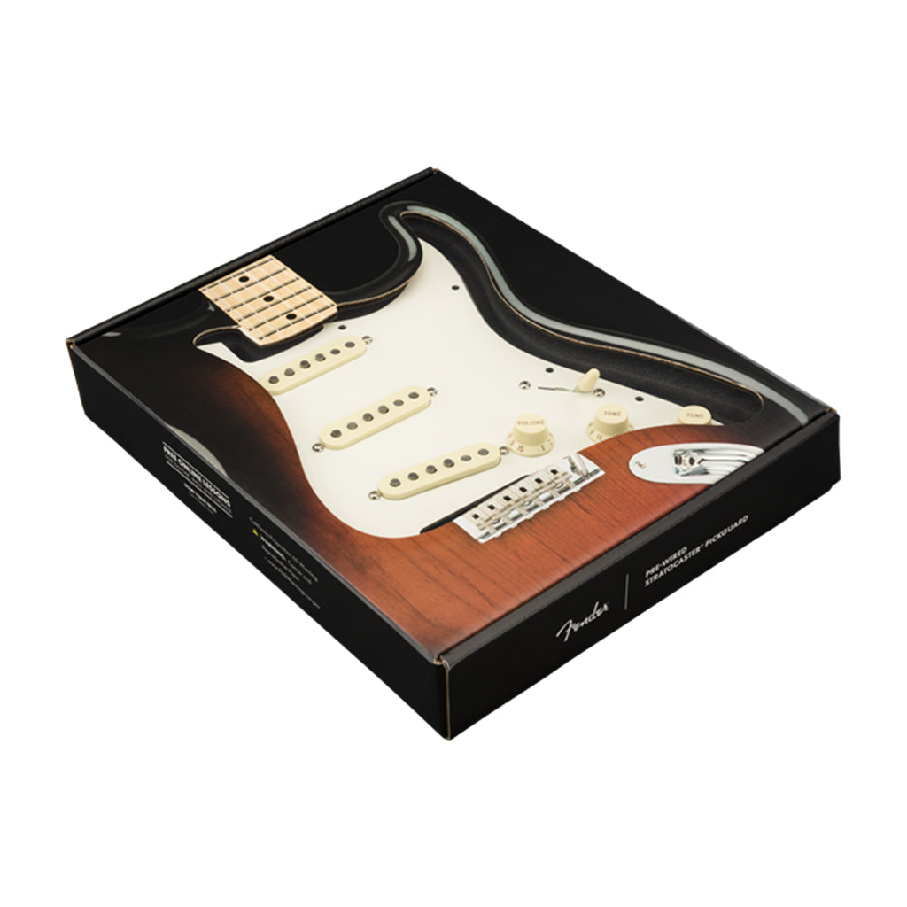 Fender - Pre-Wired Strat Pickguard, Custom Shop Custom '69 SSS, Parchment 11 Hole PG-Sky Music