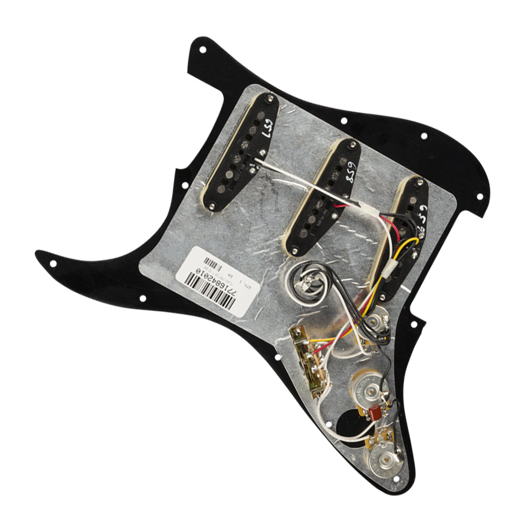 Fender Pre-Wired Strat Pickguard, Tex-Mex SSS, Black 11 Hole PG