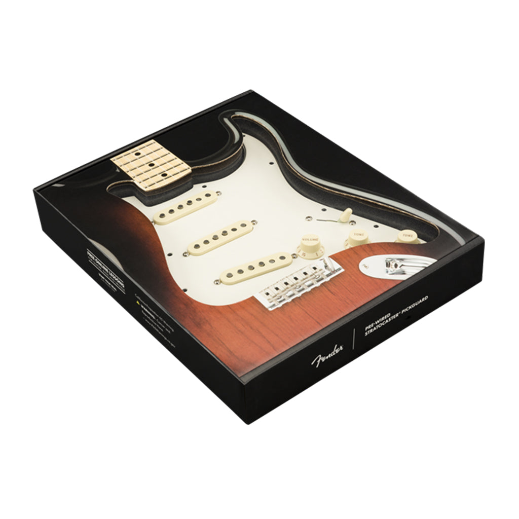 Fender Pre Wired Strat Pickguard Tex Mex SSS Parchment 11 Hole PG