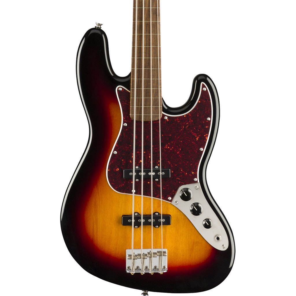 Squier Classic Vibe 60s Jazz Fretless Bass - 3 Tone Sunburst - Laurel Fretboard