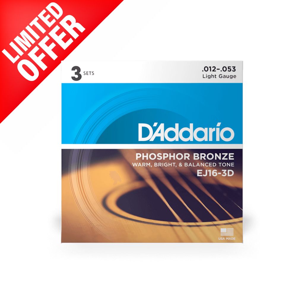 D&#39;Addario EJ16-3D Phosphor Bronze 12-53 - 3 Pack-Sky Music