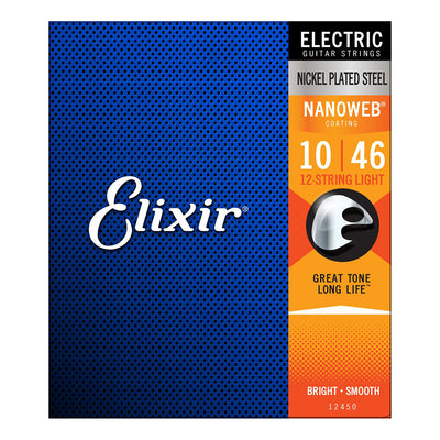 Elixir 12450 - Nanoweb 12 String 10-46 Light Electric Guitar Strings
