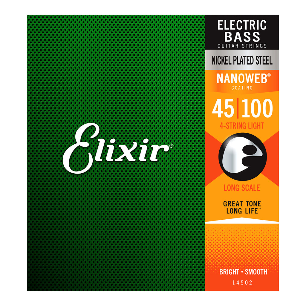 Elixir 14652 - Nanoweb Stainless Steel 45-100 Bass Guitar Strings