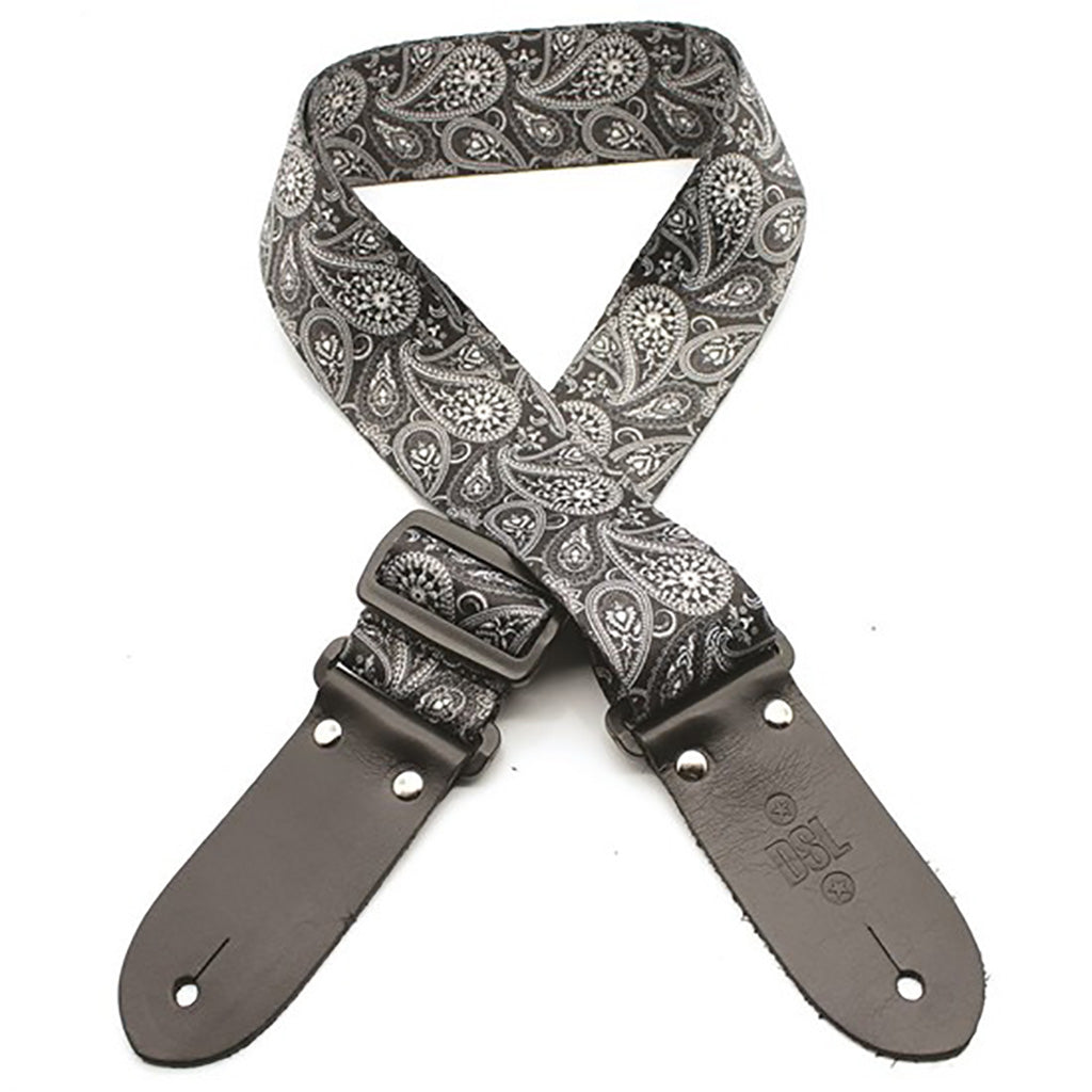 DSL - DP20 Guitar Strap, Digital Printed Webbing, 2" - Black Paisley