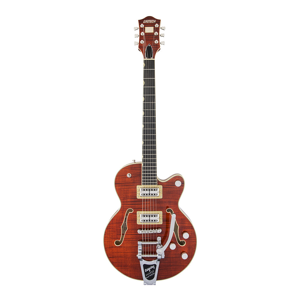 Gretsch G6659TFM Players Edition Broadkaster Jr Center Block Single Cut with String Thru Bigsby and Flame Maple Bourbon Stain