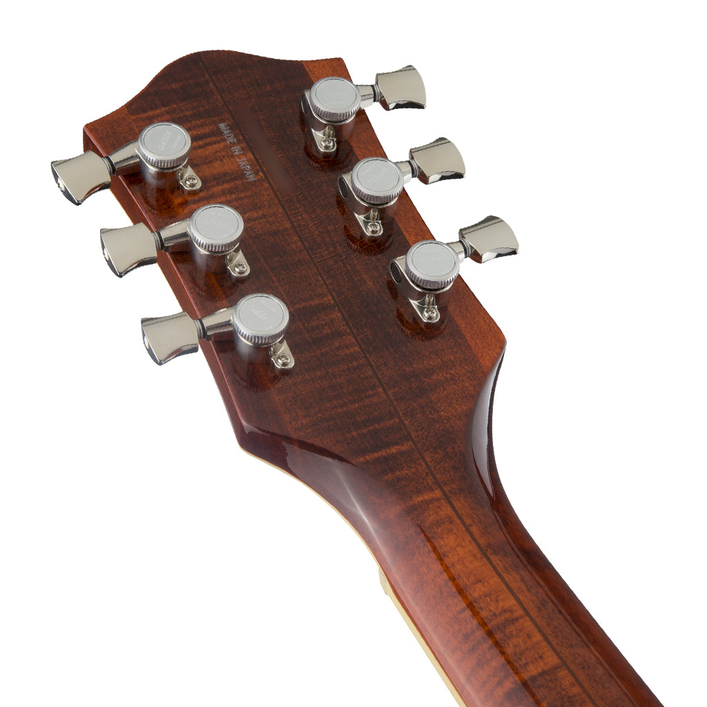 Gretsch G6659TFM Players Edition Broadkaster Jr Center Block Single Cut with String Thru Bigsby and Flame Maple Bourbon Stain