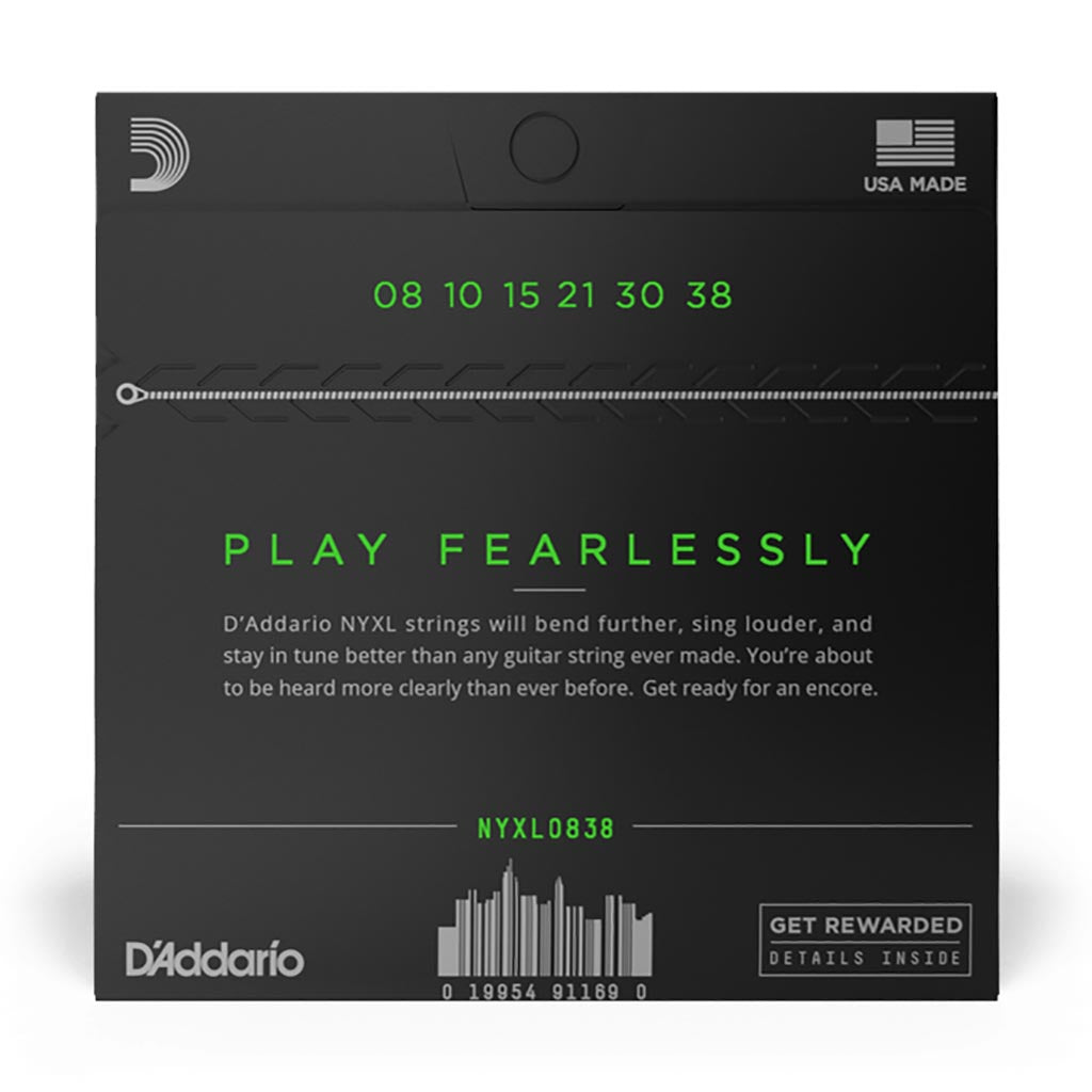 D'Addario - NYXL0838 - NYXL 08-38 Nickel Wound Electric Guitars Strings, Extra Super Light - Electric Guitar Strings-Sky Music