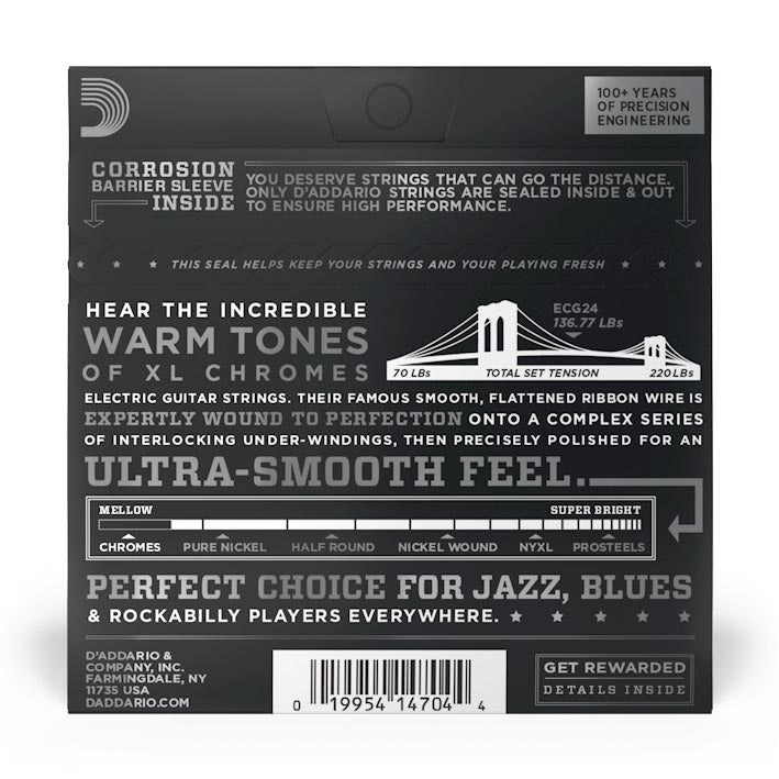 D'Addario - ECG24 - Chrome Jazz Light 11-50 Flat Wound - Electric Guitar Strings