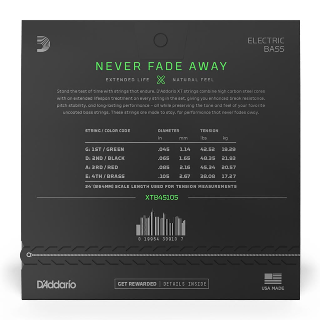 D'Addario - XTB45105 - XT Bass Nickel 45-105 Long Scale - Bass Strings