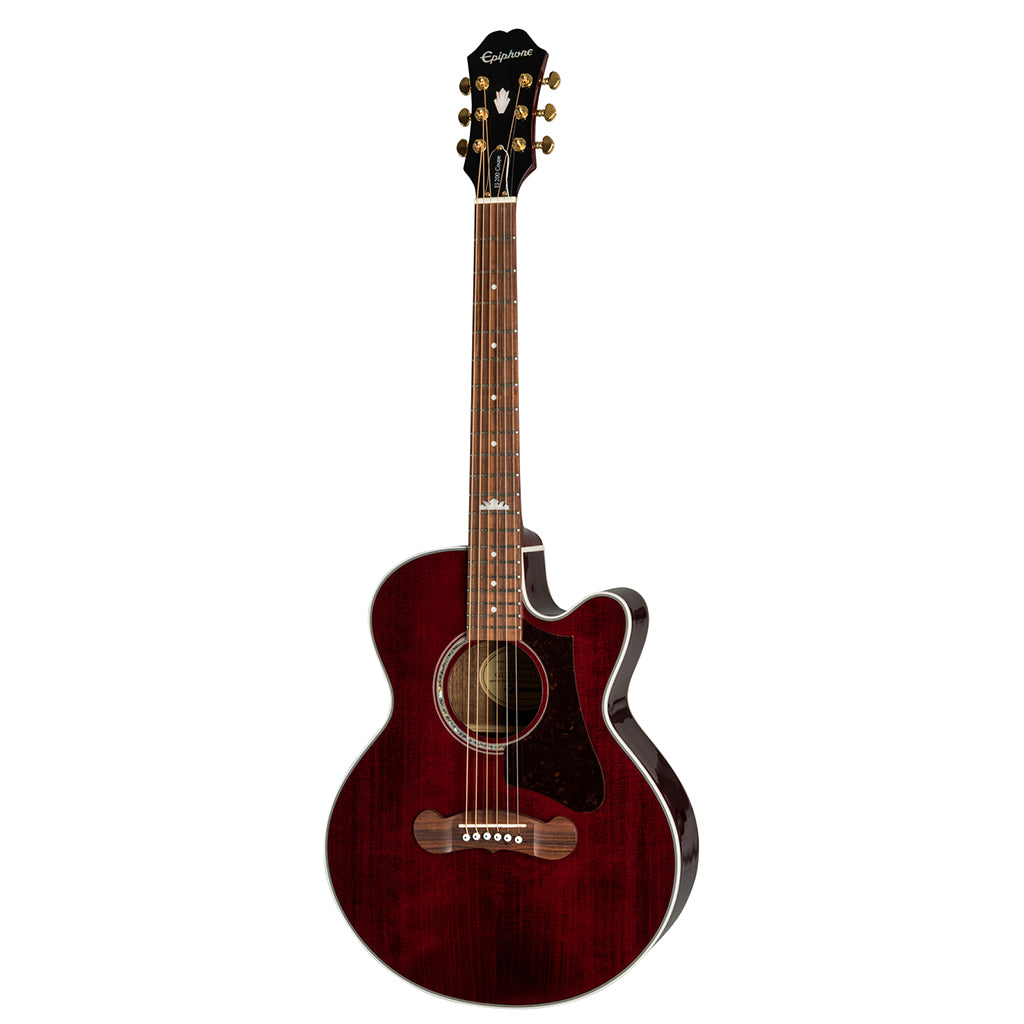 Epiphone J-200 EC Studio Parlour Acoustic Guitar - Wine Red